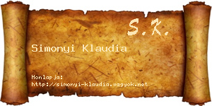 Simonyi Klaudia névjegykártya